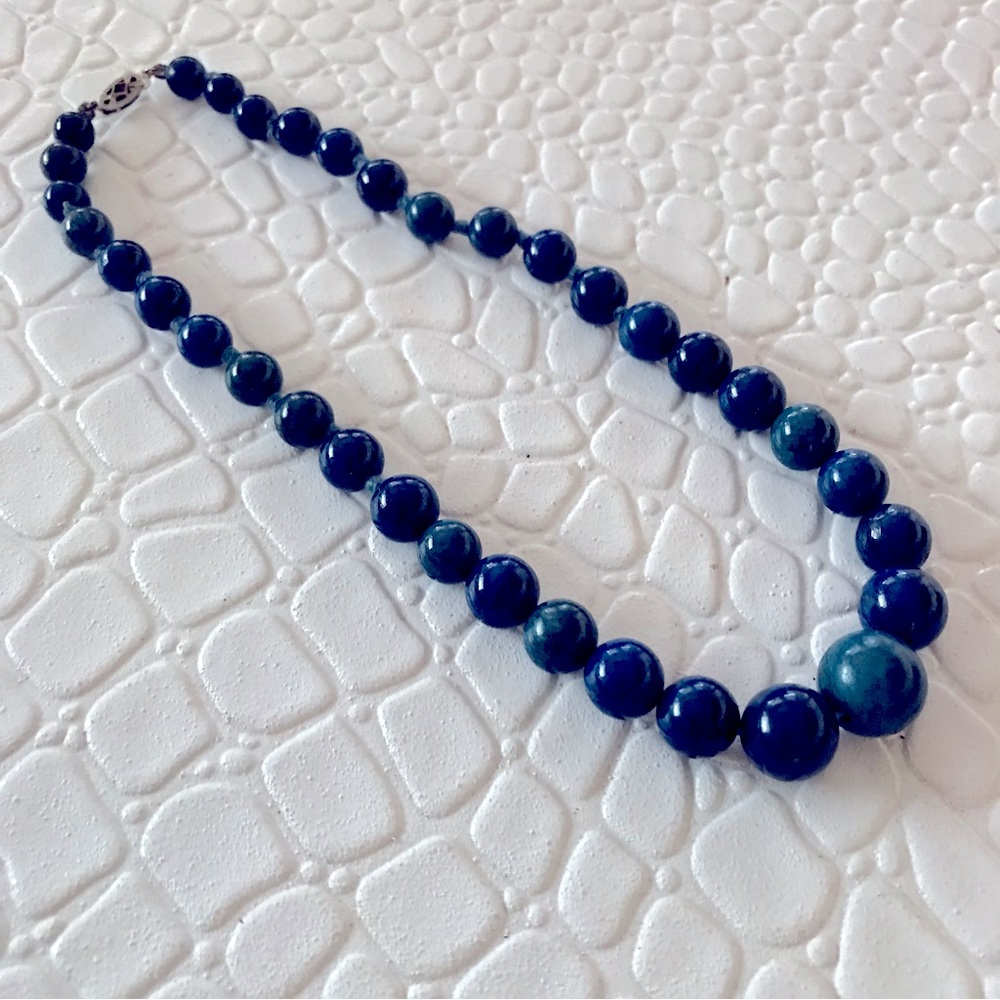 Genuine Lapis Lazuli graduated bead necklace